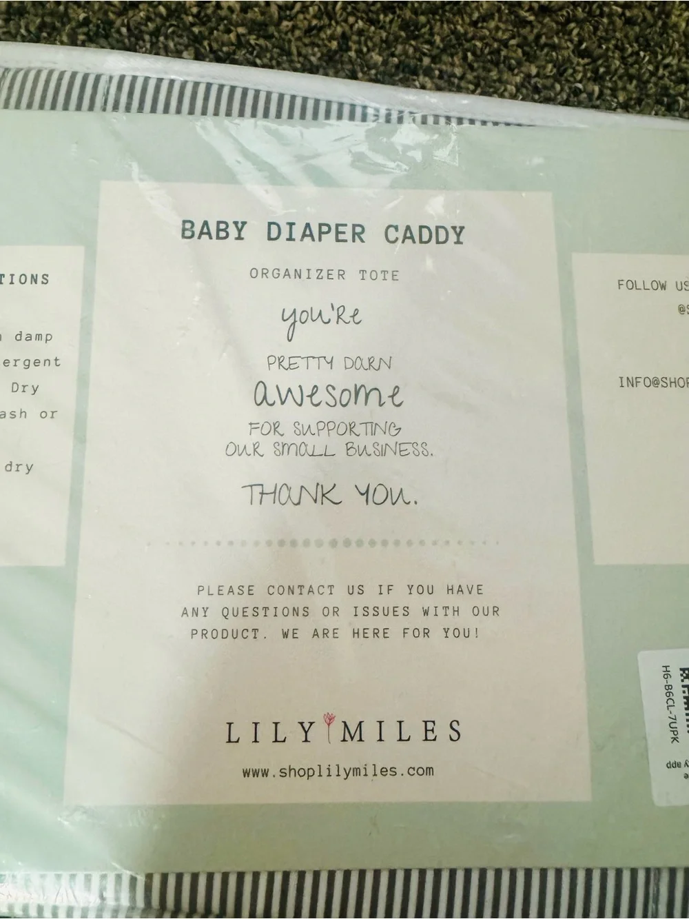 Lily Miles Grey/Blush Large Diaper Caddy NWT